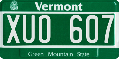 VT license plate XUO607