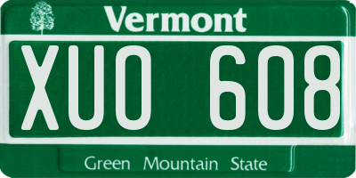 VT license plate XUO608