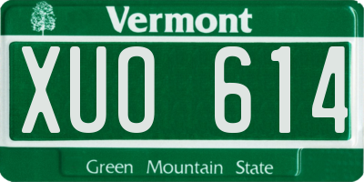 VT license plate XUO614