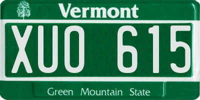 VT license plate XUO615
