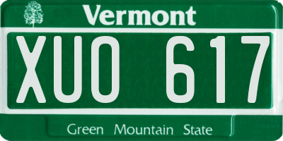 VT license plate XUO617