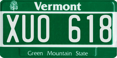 VT license plate XUO618