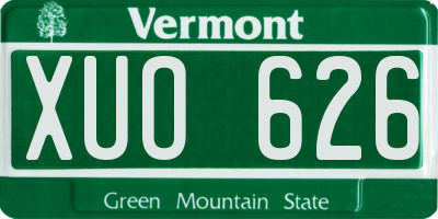 VT license plate XUO626