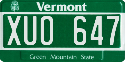VT license plate XUO647