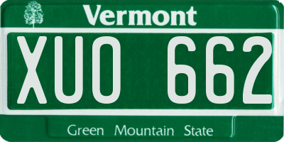 VT license plate XUO662