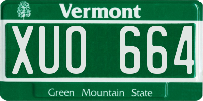 VT license plate XUO664