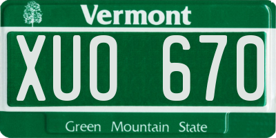 VT license plate XUO670