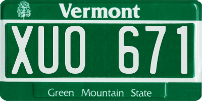 VT license plate XUO671