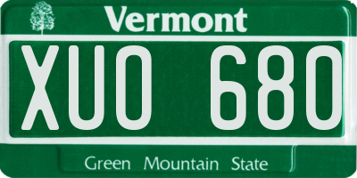VT license plate XUO680