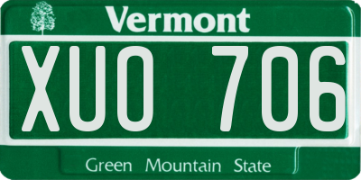 VT license plate XUO706