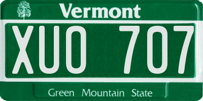 VT license plate XUO707