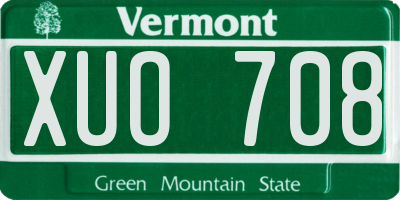 VT license plate XUO708