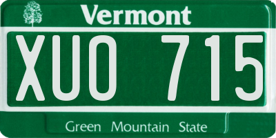 VT license plate XUO715