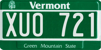 VT license plate XUO721