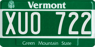 VT license plate XUO722