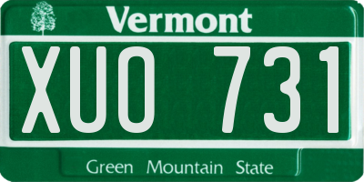 VT license plate XUO731
