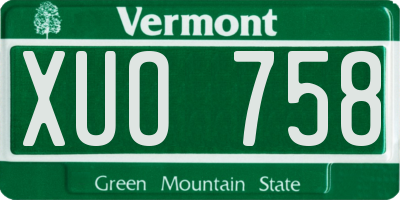 VT license plate XUO758
