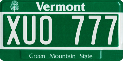 VT license plate XUO777