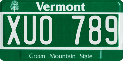 VT license plate XUO789