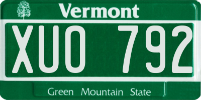 VT license plate XUO792