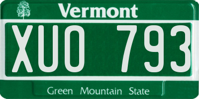VT license plate XUO793