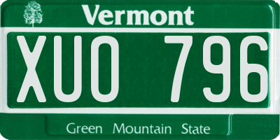 VT license plate XUO796