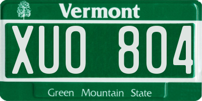 VT license plate XUO804