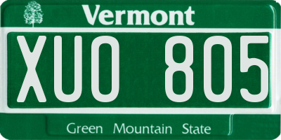 VT license plate XUO805