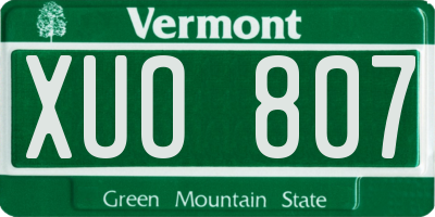 VT license plate XUO807