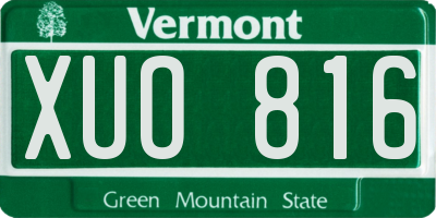 VT license plate XUO816
