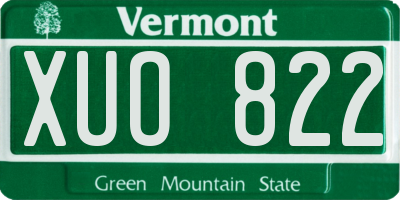VT license plate XUO822