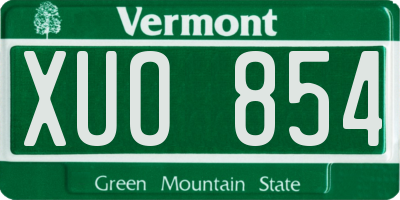 VT license plate XUO854