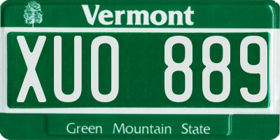 VT license plate XUO889
