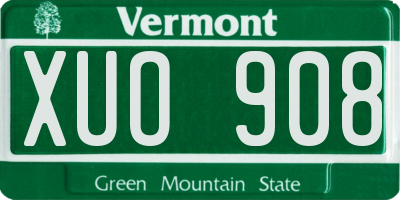 VT license plate XUO908