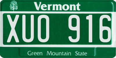 VT license plate XUO916