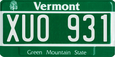 VT license plate XUO931
