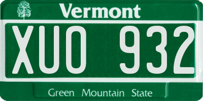 VT license plate XUO932