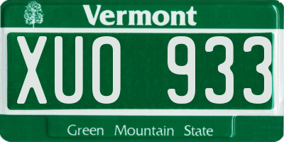 VT license plate XUO933