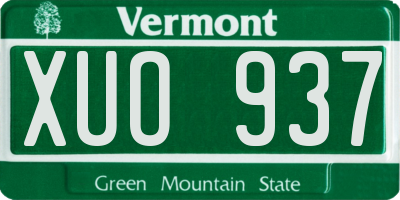 VT license plate XUO937