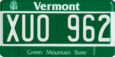 VT license plate XUO962