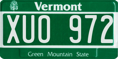 VT license plate XUO972