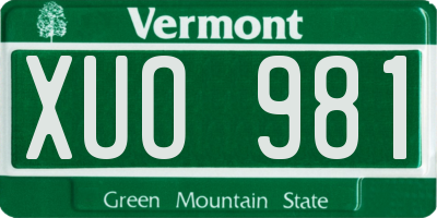 VT license plate XUO981