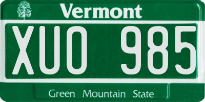 VT license plate XUO985
