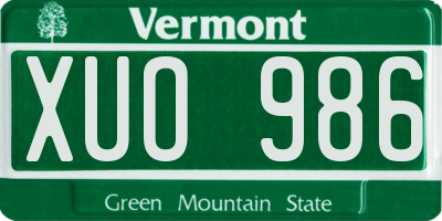 VT license plate XUO986