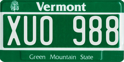 VT license plate XUO988