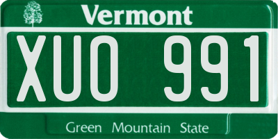 VT license plate XUO991