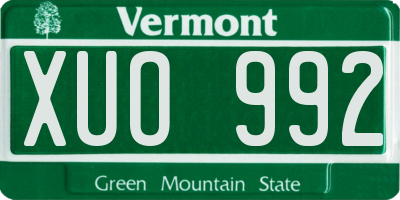 VT license plate XUO992