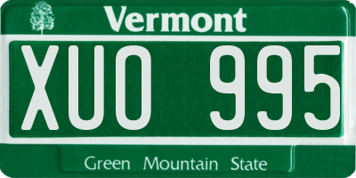VT license plate XUO995