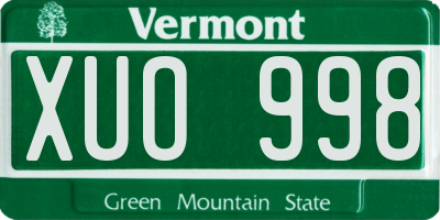 VT license plate XUO998