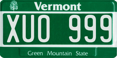 VT license plate XUO999